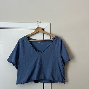 Aerie Slate Blue V-Neck Crop Top